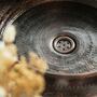 Hand Engraved Dark Copper Vessel Sink For Kitchen And Bathroom, 400 Mm Diameter, thumbnail 3 of 6