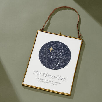 Personalised Wedding Night Sky Hand Stitched Print, 3 of 5