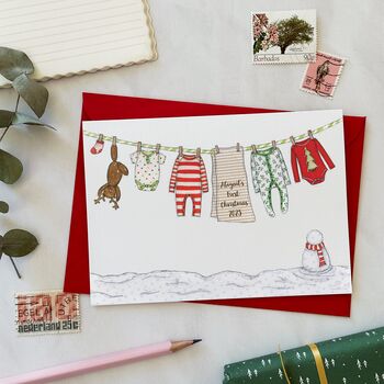 Personalised Baby's First Christmas Washing Line Card, 5 of 10