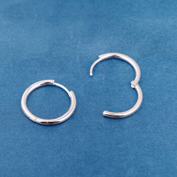 Silver 12mm Minimalistic Hoop Earrings, 6 of 7
