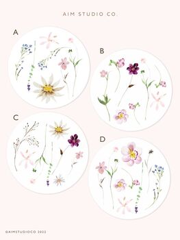 'Pressed Flowers' Floral Ceramic Coaster Set, 4 of 9