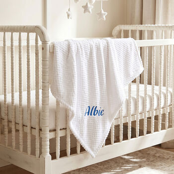 Personalised White Baby Blanket Embroidered Name, 5 of 12