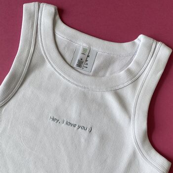 Personalised Mini Slogan Cropped Ribbed Vest, 6 of 6