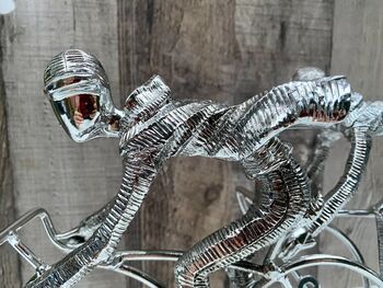 Huge 49cm Silver Cyclist Peloton Sculpture Sleek Cycling Ornament, 10 of 10