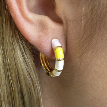 Reversible Enamel Huggie Hoop Earrings, 2 of 7