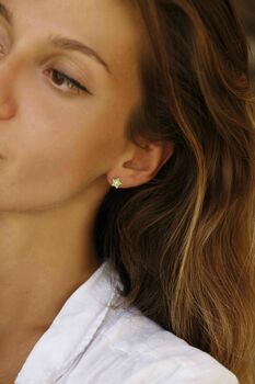 Enamel Star Stud Earrings With Crystal, 2 of 6