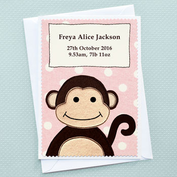 'Baby Monkey' New Baby Card, 2 of 4