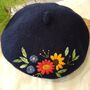 Navy Beret Hat With Daisy Flower, thumbnail 2 of 5