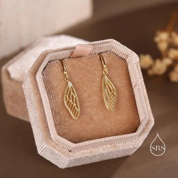 Sterling Silver Dragonfly Wing Drop Earrings, 6 of 11