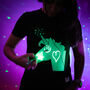 Kids Unicorn Interactive Glow In The Dark T Shirt, thumbnail 1 of 6