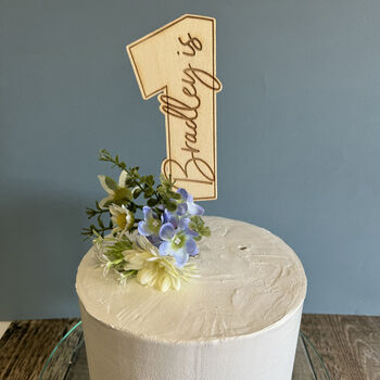 Personalised Wooden Number One Cake Topper 1st Birthday, 2 of 5