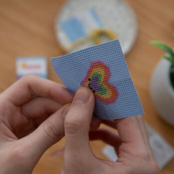 Kawaii Rainbow Heart Mini Cross Stitch Kit, 9 of 9