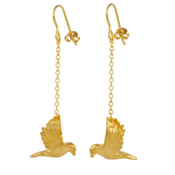 Dove Earrings In Gold Plated Silver, 4 of 5