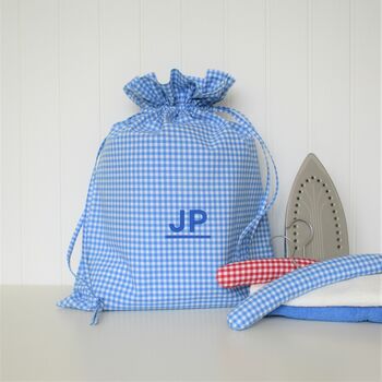 Gingham Laundry Bag With Initials Motif, 8 of 8