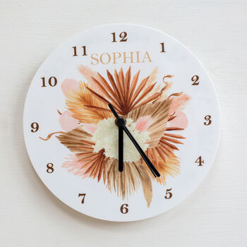 Dried Foliage And Pampas Personalised Wall Clock, 5 of 5