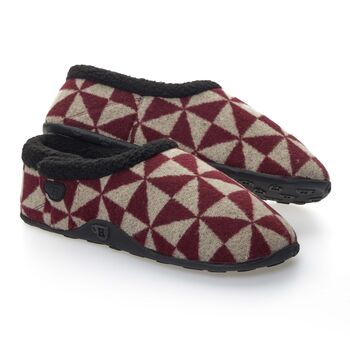 Ronnie Burgundy Geometric Pattern Mens Slippers Indoor/Garden Shoes, 2 of 10