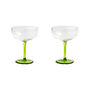 Set Of Two Green Stem Etched Champagne Coupes, thumbnail 2 of 3