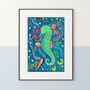 Seahorse Colourful Ocean Nursery Print, thumbnail 5 of 9