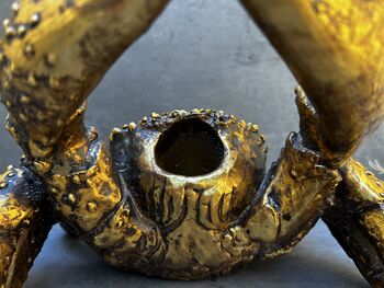 Drunken Crab Wine Bottle Holder Aged Gold Freestanding, 11 of 12