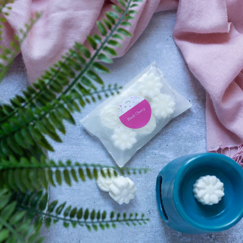 Black Cherry Flower Shaped Wax Melts By Chalk and Cheese Candles and