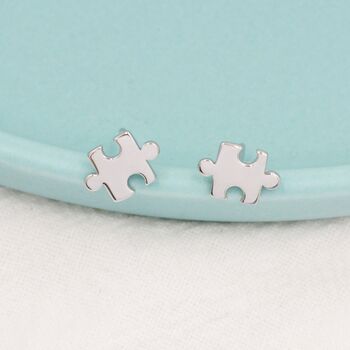 Sterling Silver Small Jigsaw Stud Earrings, 6 of 12