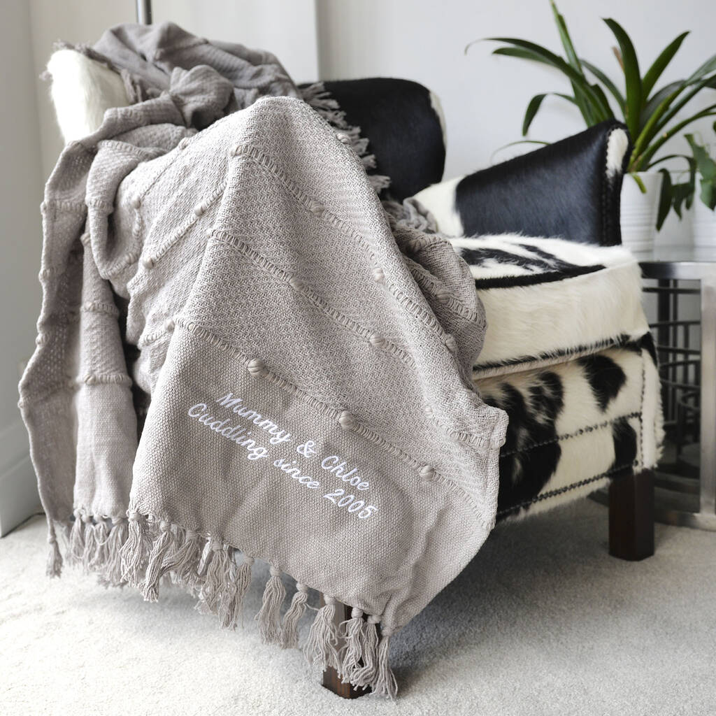 Personalised Country Grey Tassel Blanket By A Type Of Design