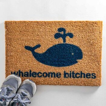 Whalecome Whale Blue Print Doormat, 3 of 4