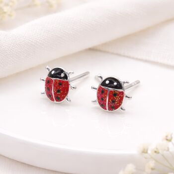 Sterling Silver Ladybird Stud Earrings – 6mm X 7mm, 2 of 6