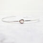 Minimalist Rose Quartz October Birthstone Silver Bangle, thumbnail 1 of 4