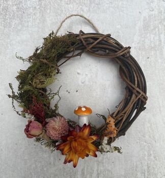 Mini Dried Flower Toadstool Cottagecore Wreath, 6 of 6