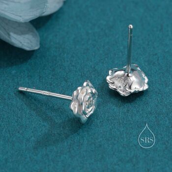 Petite Sterling Silver Rose Stud Earrings, 7 of 12