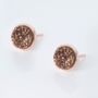 Druzy Coffee Crystal Round 18k Rose Gold Plated Studs, thumbnail 2 of 3