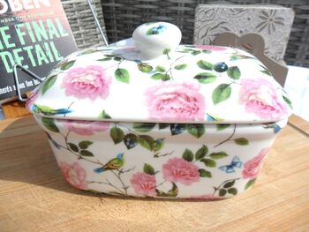 Lidded Butterdish In Exotic Bird Of Paradise Design, 9 of 12