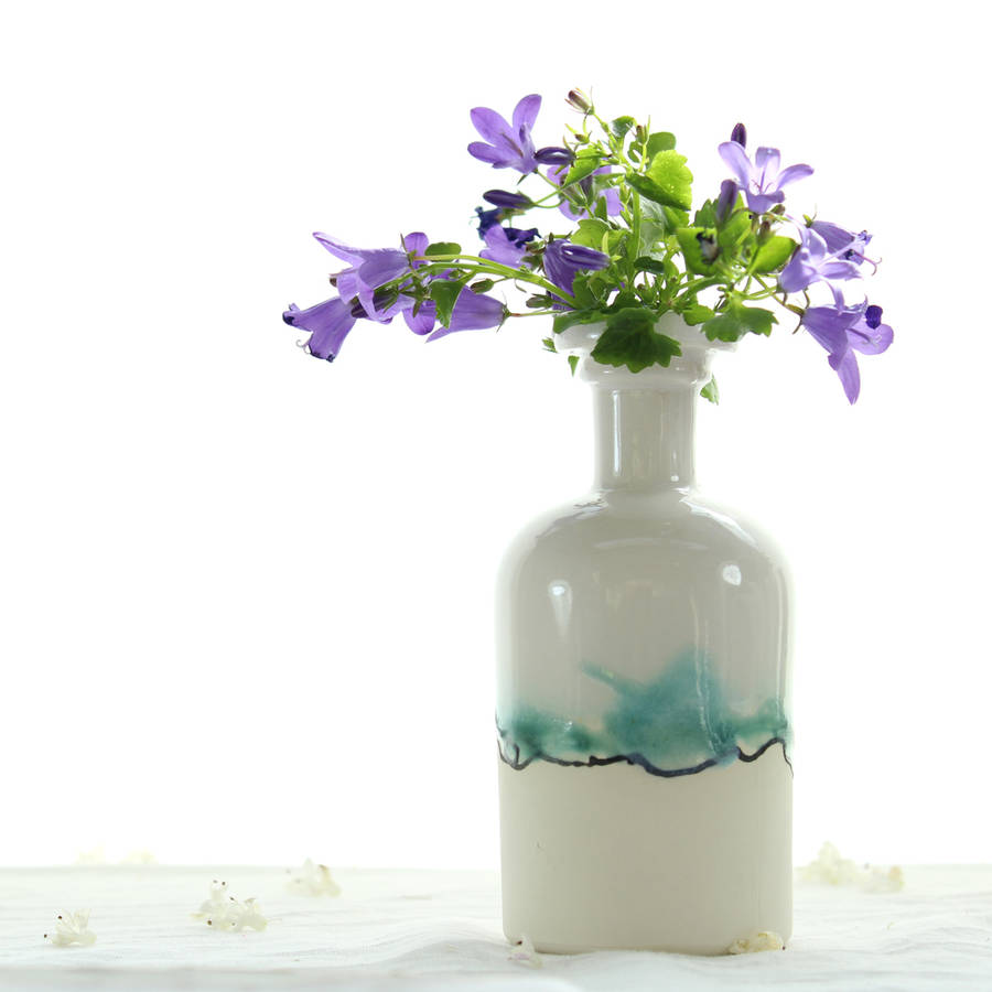 Medicine Bottle Vase With Landscape Painting By Helen Rebecca Ceramics