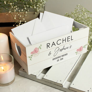 Personalised Abstract Rose White Wooden Crate, 4 of 6