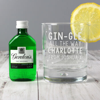 Personalised Gingle Bells Bubble Glass And Gin Mini, 2 of 3