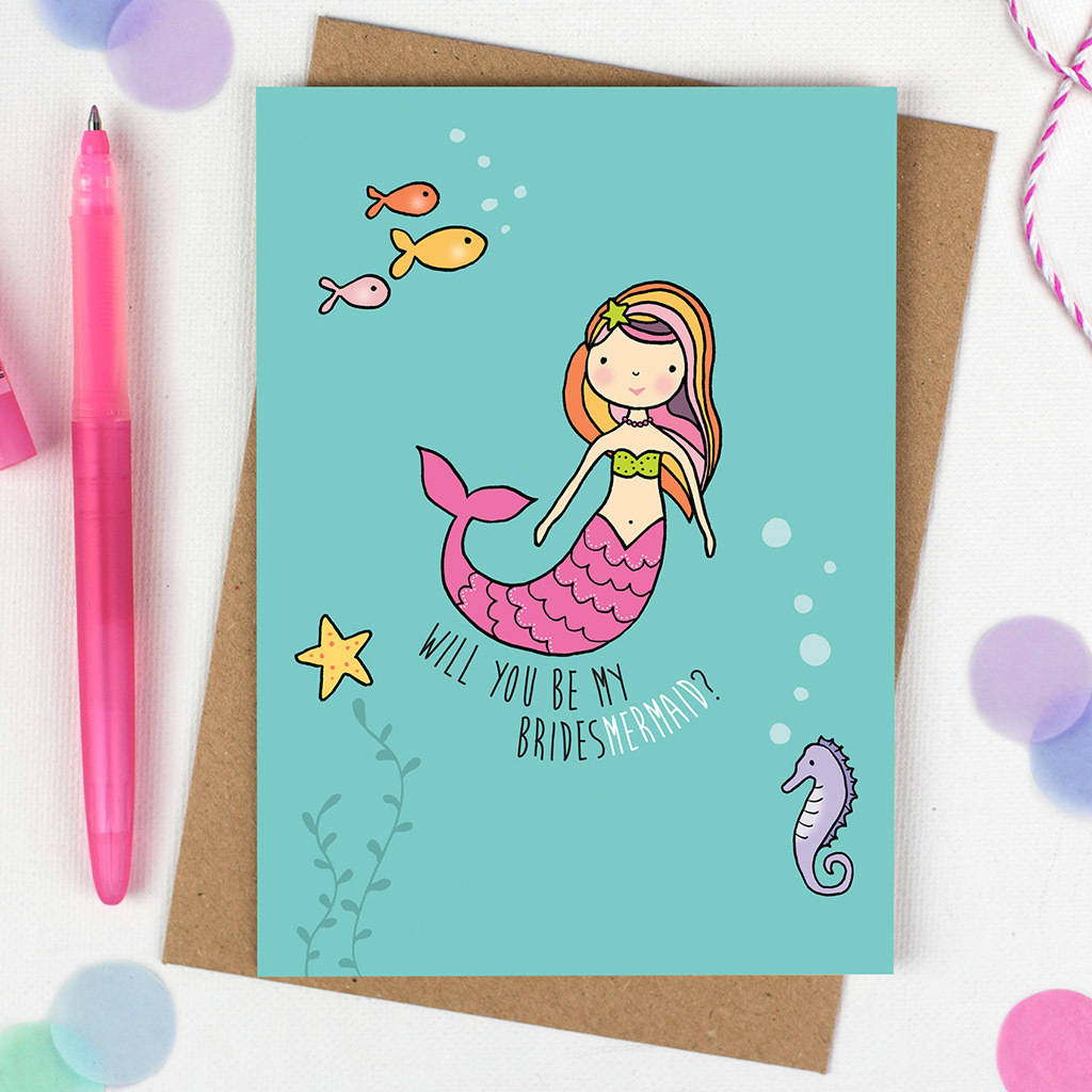 Will You Be My Bridesmaid Mermaid Card By Eskimo Kiss Designs