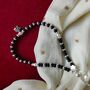 925 Silver Black Bead Butterfly Adjustable Anklet, thumbnail 4 of 5