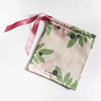 Pink/Green Mistletoe Organic Cotton Christmas Pouch, 3 of 7