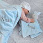 Personalised Blue Bunny Comforter And Blue Blanket Set, thumbnail 5 of 9