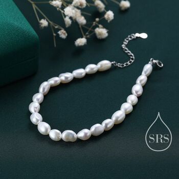 Sterling Silver Baroque Pearl Bracelet, 3 of 10