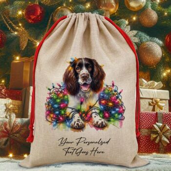 Personalised Springer Spaniel In Christmas Lights, 3 of 10