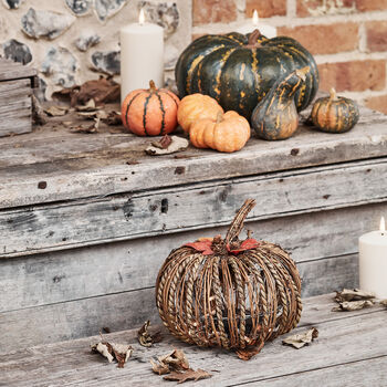 Rattan Halloween LED Battery Pumpkin Timer Outdoor Use, 3 of 3