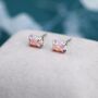 Pink Opal Oval Stud Earrings In Sterling Silver, thumbnail 3 of 12