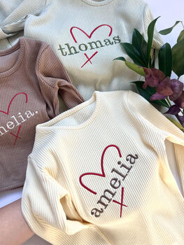 Personalised Heart Initials Or Name Set Baby Toddler, 3 of 8