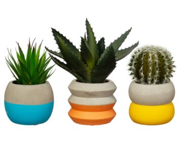 Set Of Three Colour Dipped Cement Planters, 4 of 4
