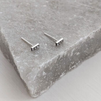 Black Diamond Crystal Bar Stud Earrings, 2 of 8