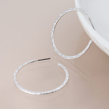 Silver Plated Textured Hoop Earrings, 3 of 3