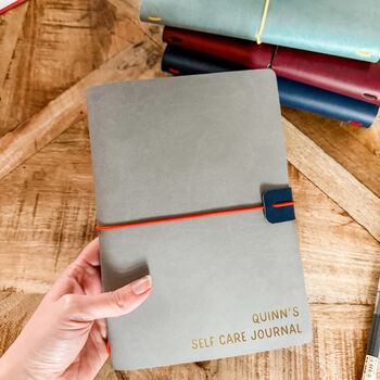 Vegan Leather Journal Cover | A5 Or A6 Personalised Refillable Notebook Holder, 4 of 10