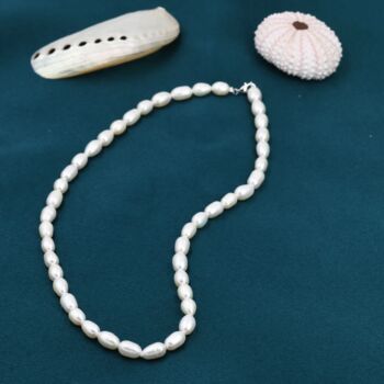 Genuine Freshwater Pearl Necklace In Sterling Silver, 7 of 11